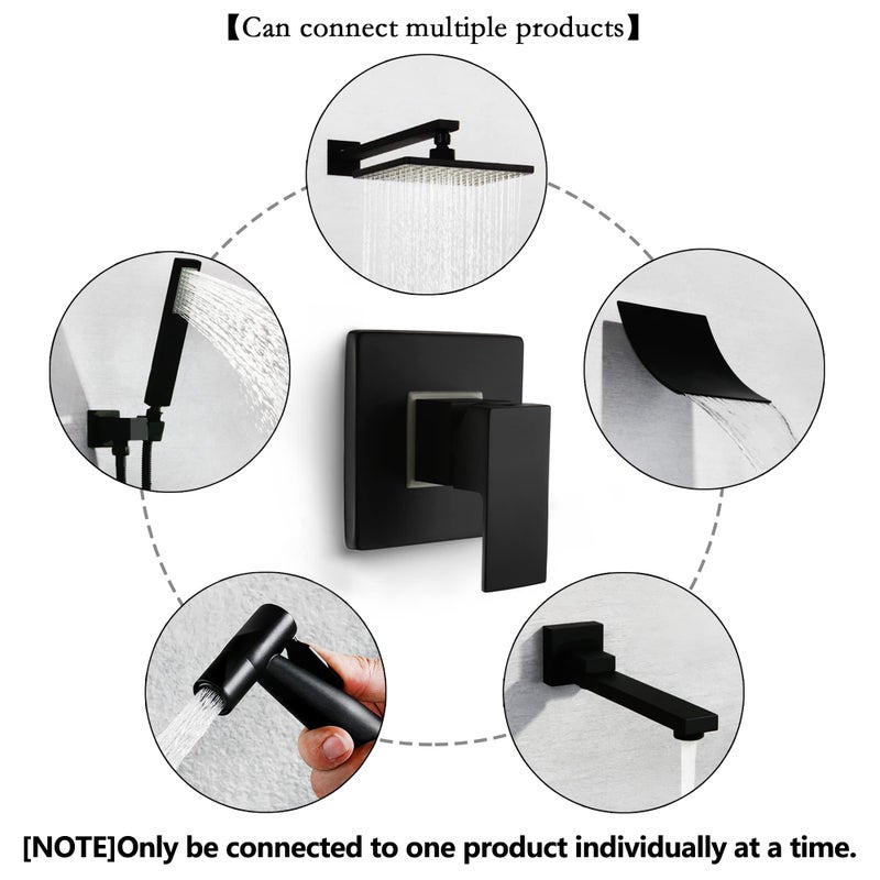 SKOWLL Bathroom Shower Valve Single Function Shower Mixer Valve, Wall Mount Single Handle Water Mixing Valve Kit Include Brass Rough In Shower Trim, Matte Black - Image 3